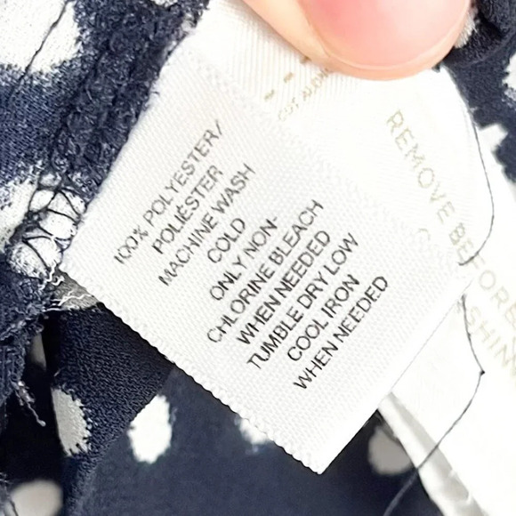 LOFT Ann Taylor Womens XS Petite Navy & White Dot  Pattern Tribal T-Shirt Blouse - Picture 6 of 6